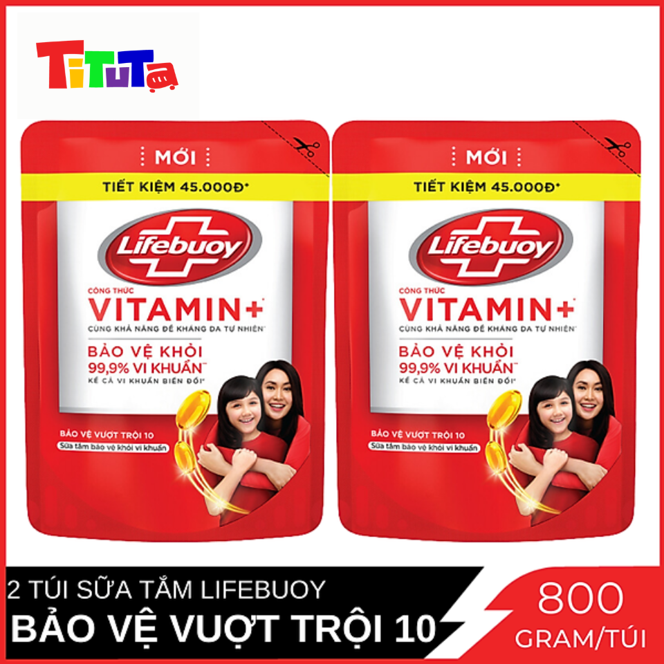 Combo 2 túi sữa tắm Lifebuoy Bảo vệ vượt trội 10 (Đỏ) 800g