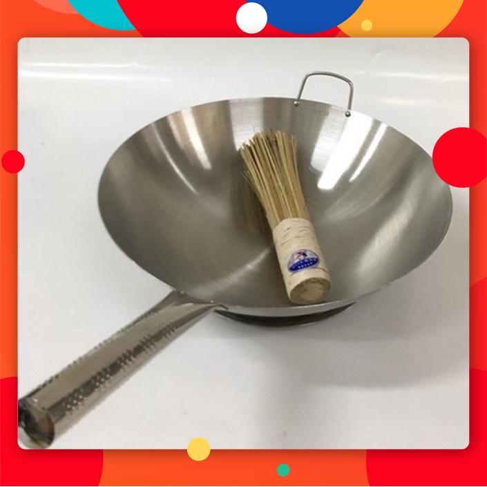 Chảo Thép Chống dính tay Cầm Inox Loại Màu Trắng Size 40cm