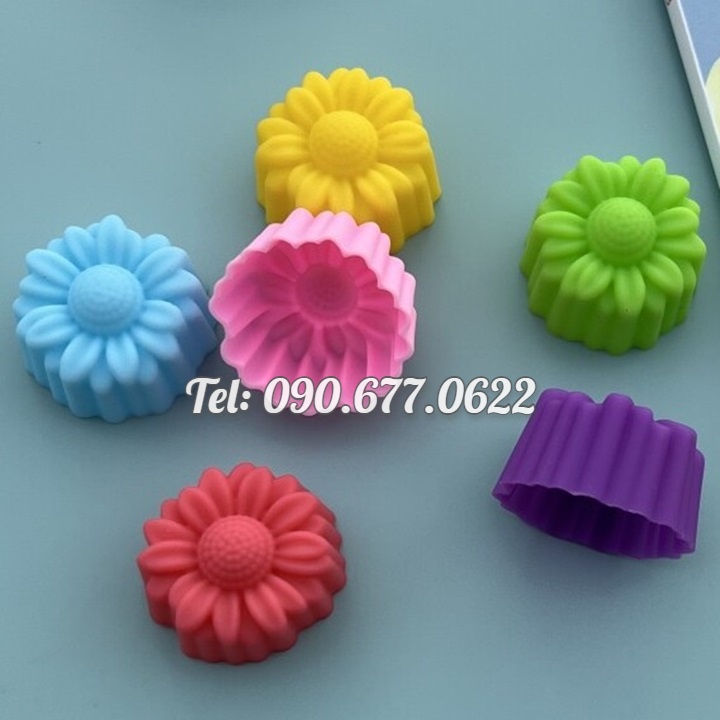 Bộ 10 khuôn silicon 3 lớp làm bánh, rau câu, bánh bông lan, bánh da lợn, bánh Cookie hoa cúc 3 chiều – Mã số 1186