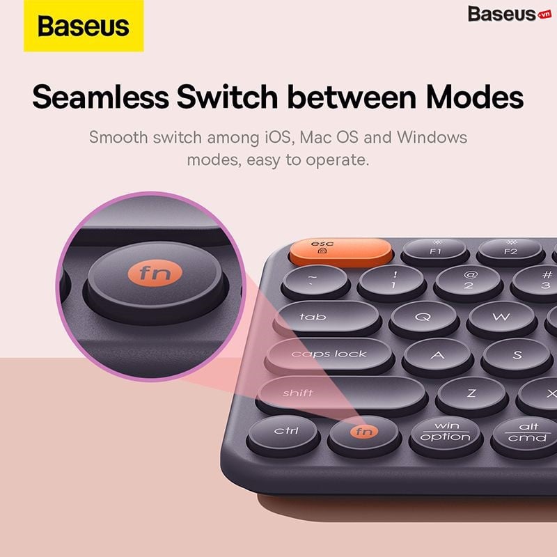 Bàn phím không dây Baseus K01A Wireless Tri-Mode Keyboard B00955503413-00- Hàng chính hãng