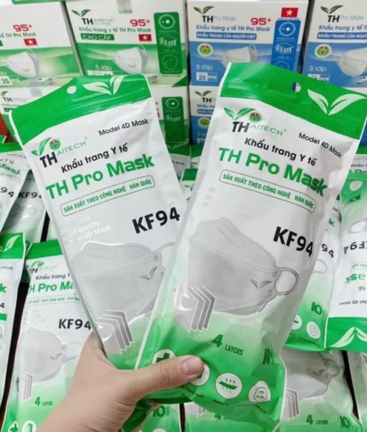 COMBO 10 [TÚI] KHẨU TRANG KHÁNG KHUẨN KF94 CHỐNG BỤI MỊN - 10 CÁI/TÚI - TH PRO MASK