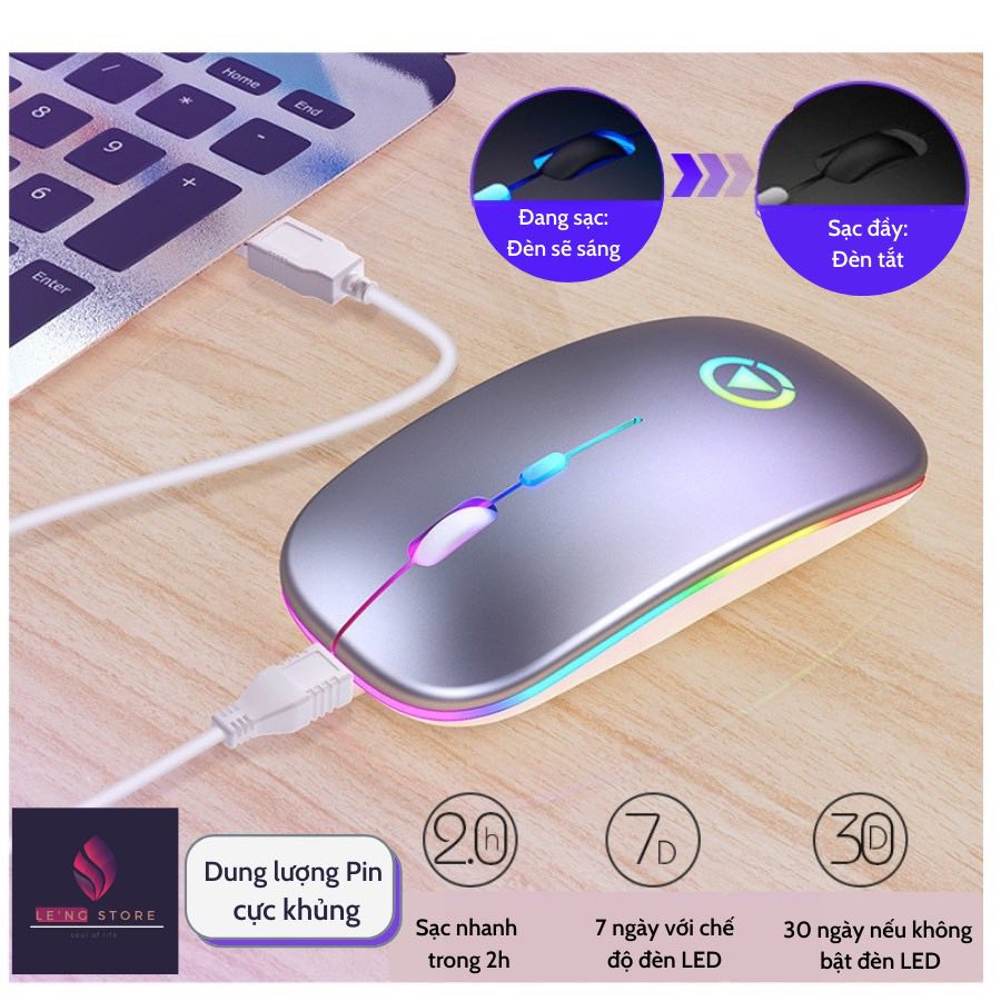 Chuột Không Dây A2 Pro Sạc Điện YINDIAO, Có Led Đổi Màu - Tặng Kèm Lót Chuột Cao Cấp