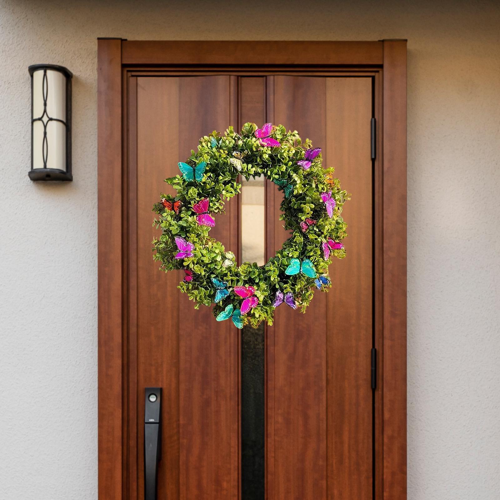 Artificial Spring Summer Wreath Front Door Spring Flower Wreath for Farmhouse Decoration