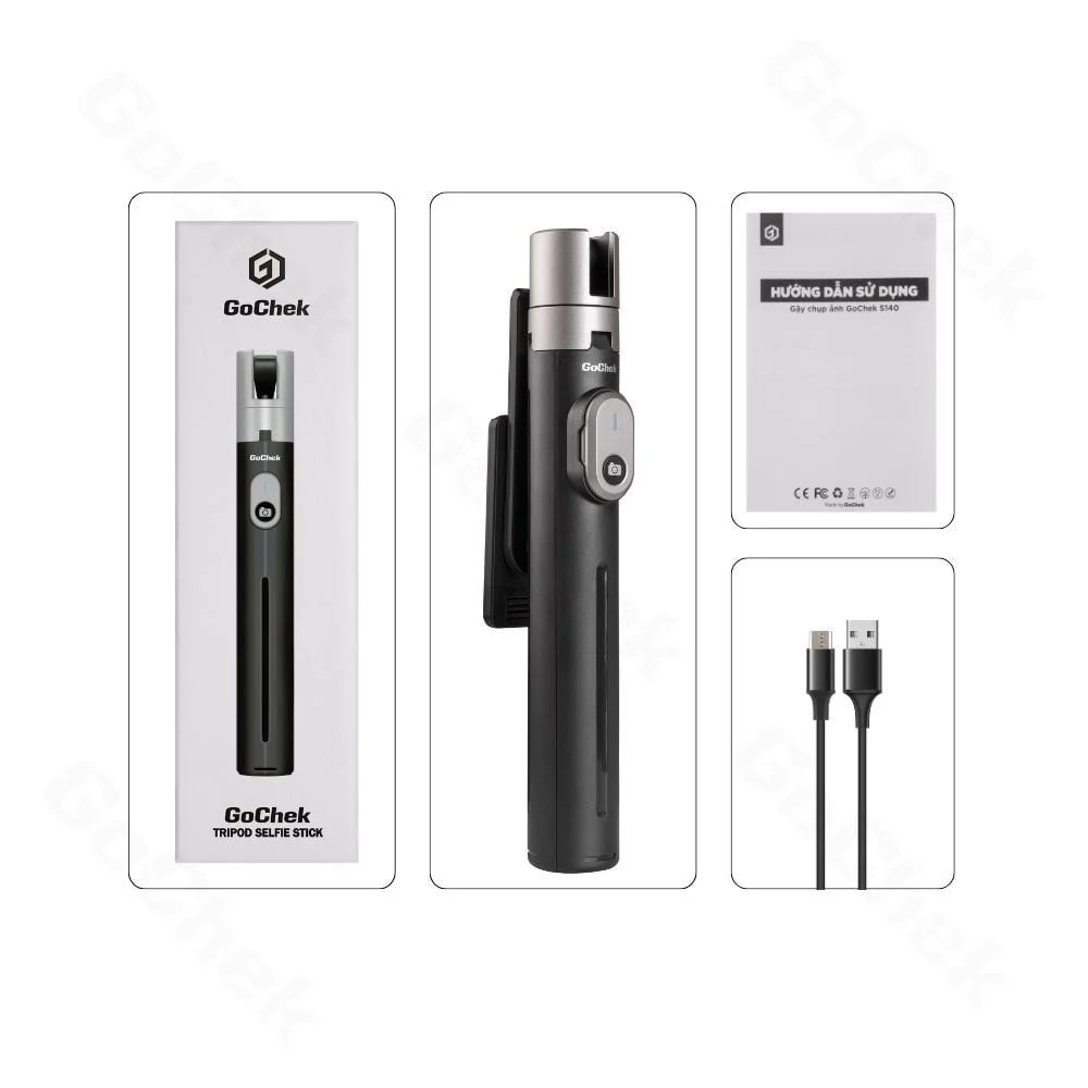 Gậy chụp ảnh 3 chân GoChek S140, Tripod selfie bluetooth có điều khiển cho điện thoại, phục vụ livestream, quay vlog đa năng - Hàng chính hãng