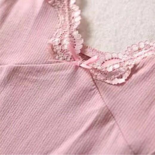 MẪU MỚI - Bộ ngủ 2 dây chất lanh thun tăm mềm mịn phối ren cực đẹp siêu mát
