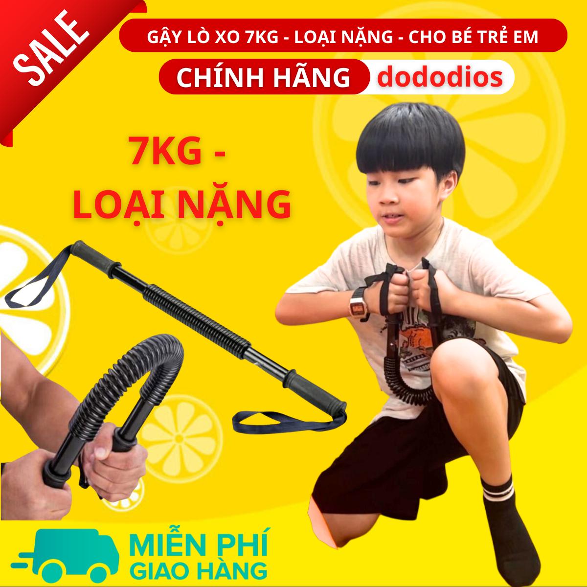 Hình ảnh gậy lò xo tập cơ tay 7kg cho trẻ em - thanh lò xo tập cơ tay 7kg cho bé - gậy lò xo 7kg trẻ em - Chính hãng dododios