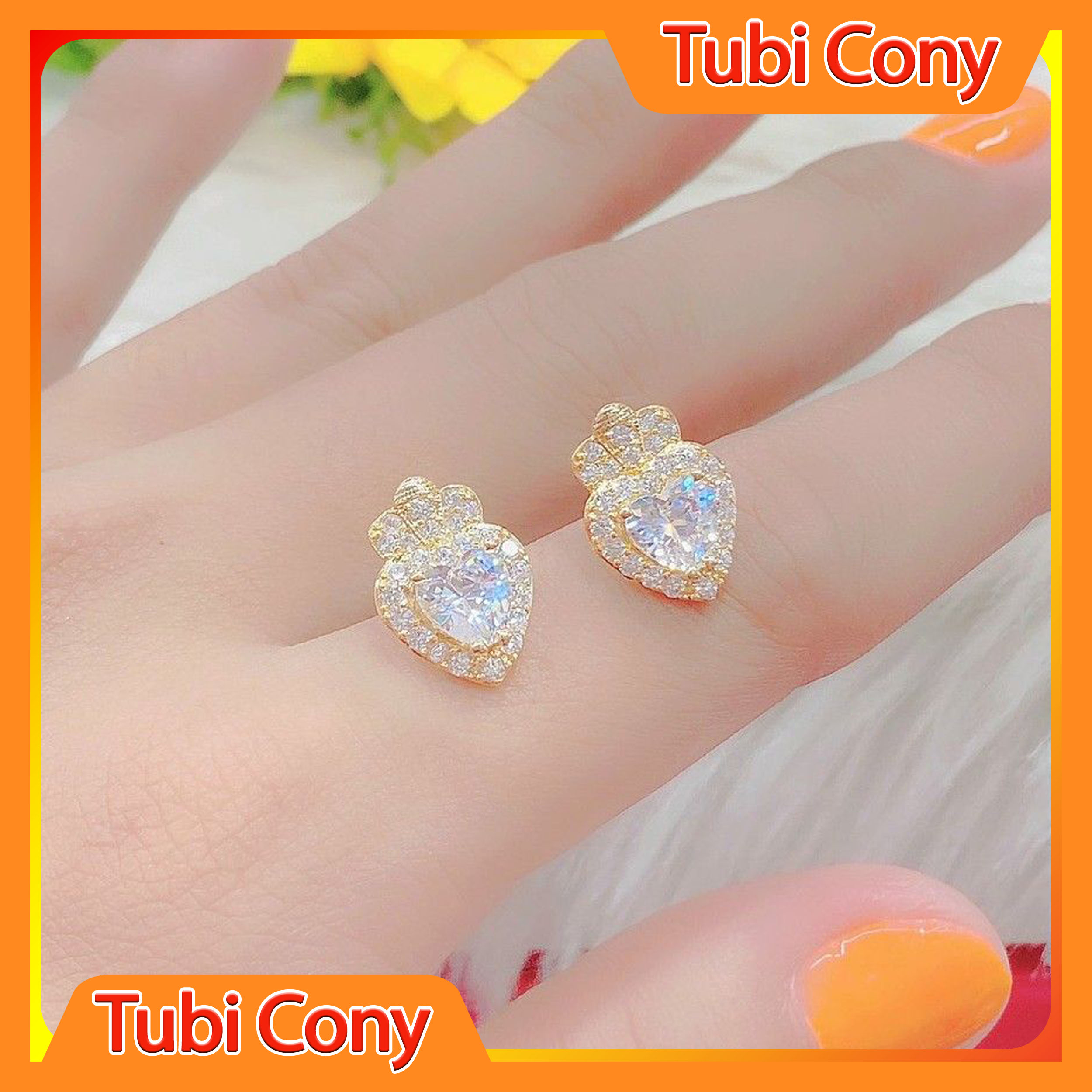 Bông tai nữ mạ vàng kiểu trái tim