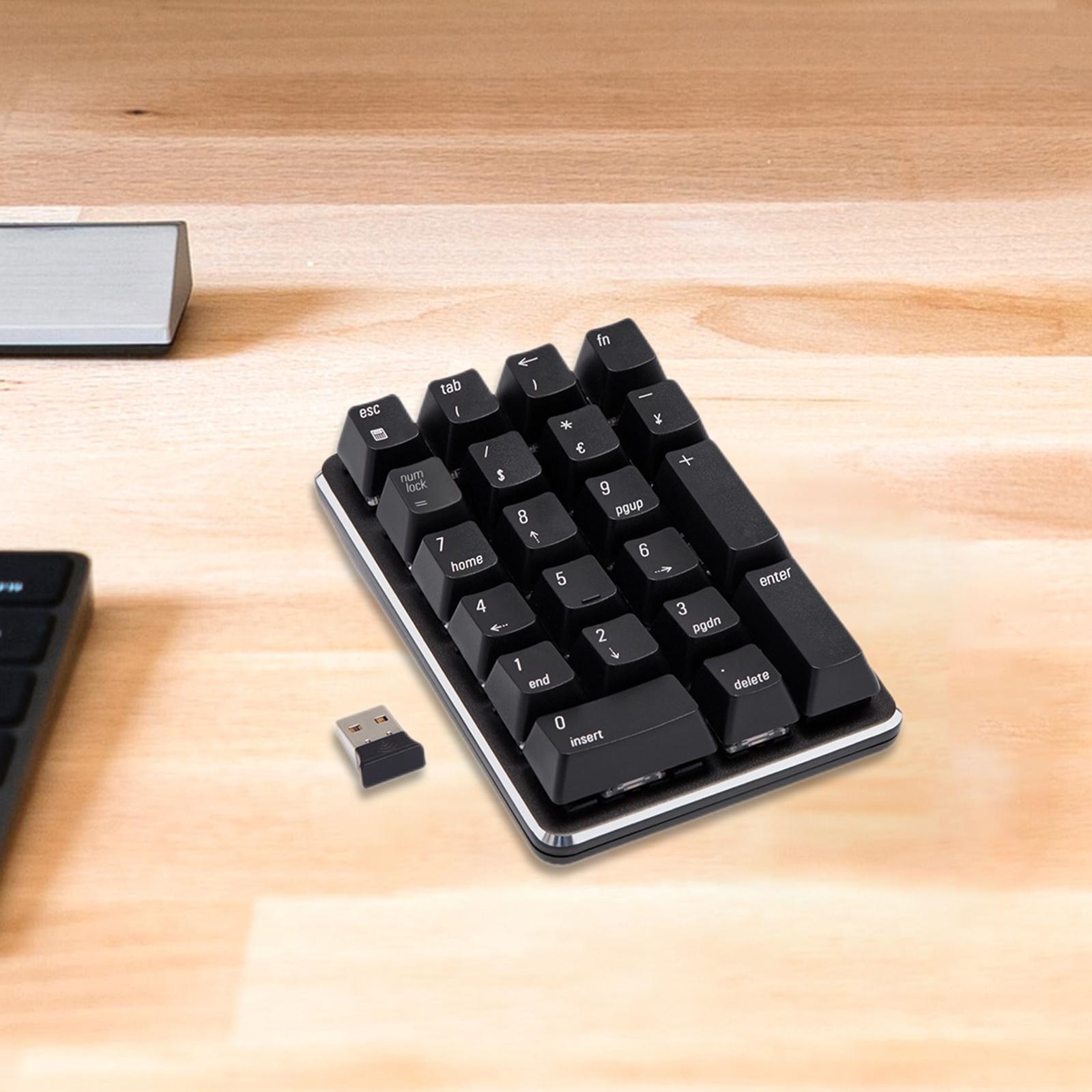2.4G Wireless Mechanical Numeric Keypad 21 Keys Mini Keyboard Black
