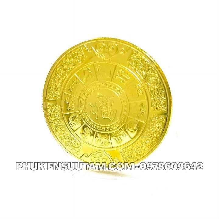 Xu 12 Con Giáp Tuổi Sửu, đường kính: 4cm, màu vàng - SP005818