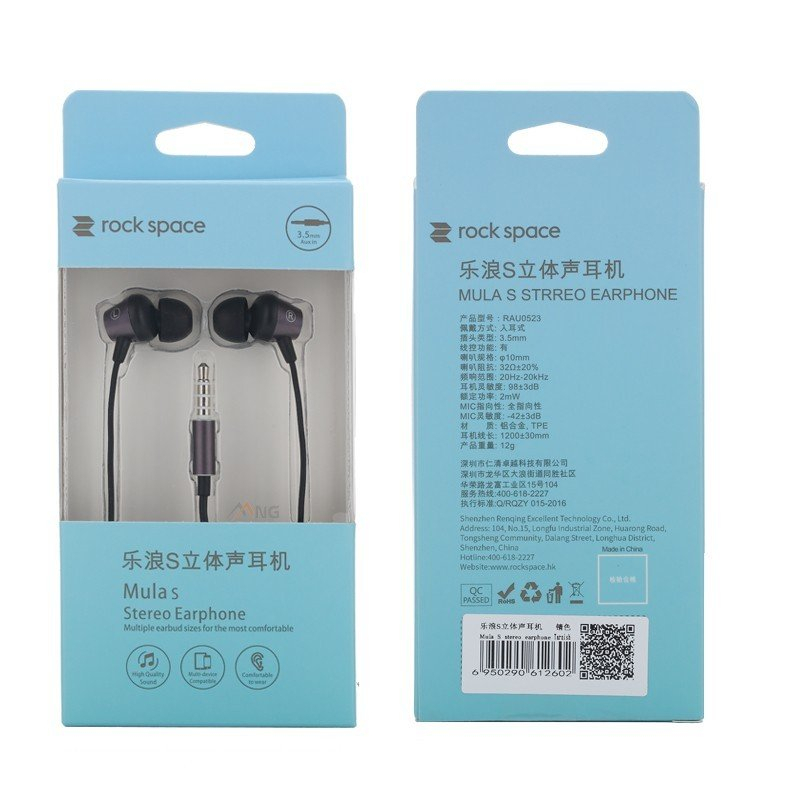 Tai Nghe Nhét Tai Có Dây Rockspace Mula S jack cắm 3.5mm có mic nghe nhạc chơi game - Hàng chính hãng bảo hành 12 tháng 