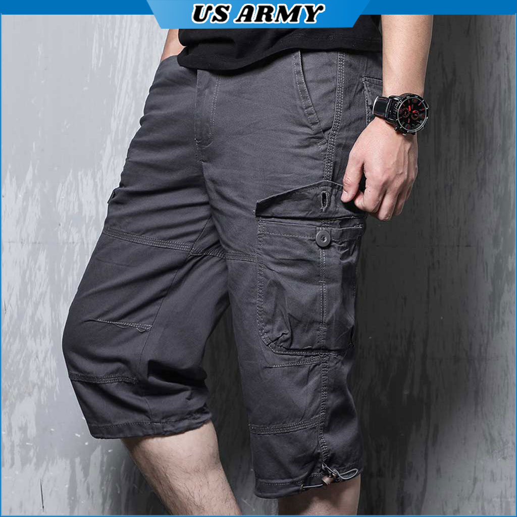 Hình ảnh Quần Short Kaki Nam US ARMY, Quần Túi Hộp Nam Phong Cách Lính Chất Liệu KaKi Cao Cấp, Kiểu Dáng Trẻ Trung Năng Động -HÀNG CHÍNH HÃNG