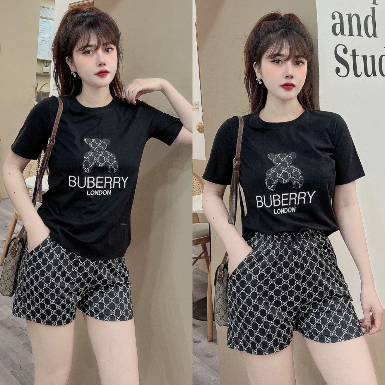Đồ bộ thun đùi họa tiết gấu
