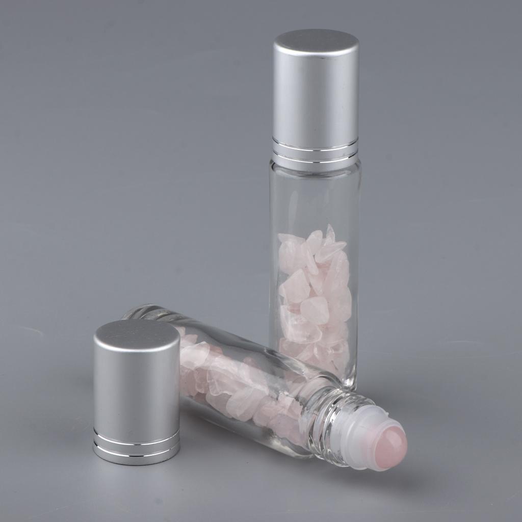 4 Pieces 10ml Empty Glass Oils Perfume Aromatherapy Roll-on Bottles Pink+Purple