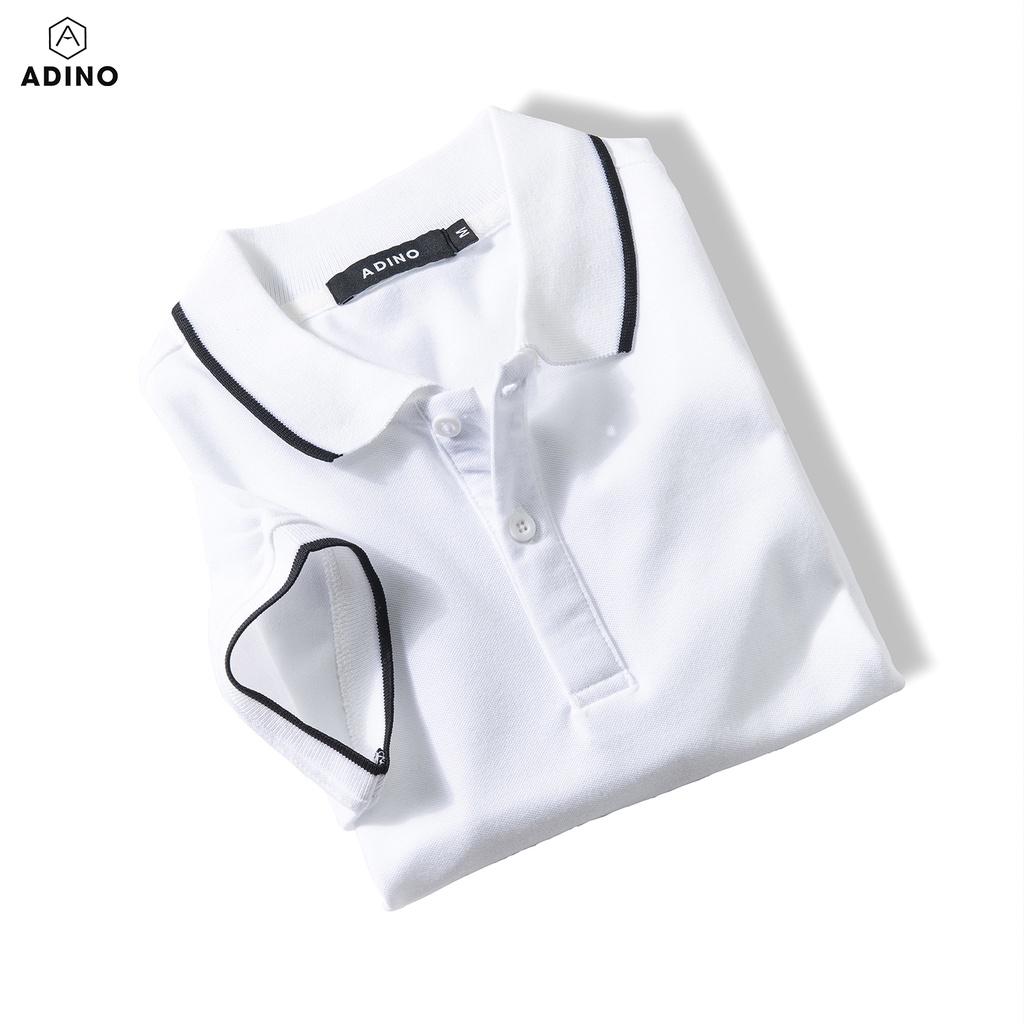 Hình ảnh Áo polo nam nữ áo polo đôi áo polo nhóm ADINO 6 màu phối viền vải cotton co giãn dáng công sở slimfit hơi ôm trẻ trung