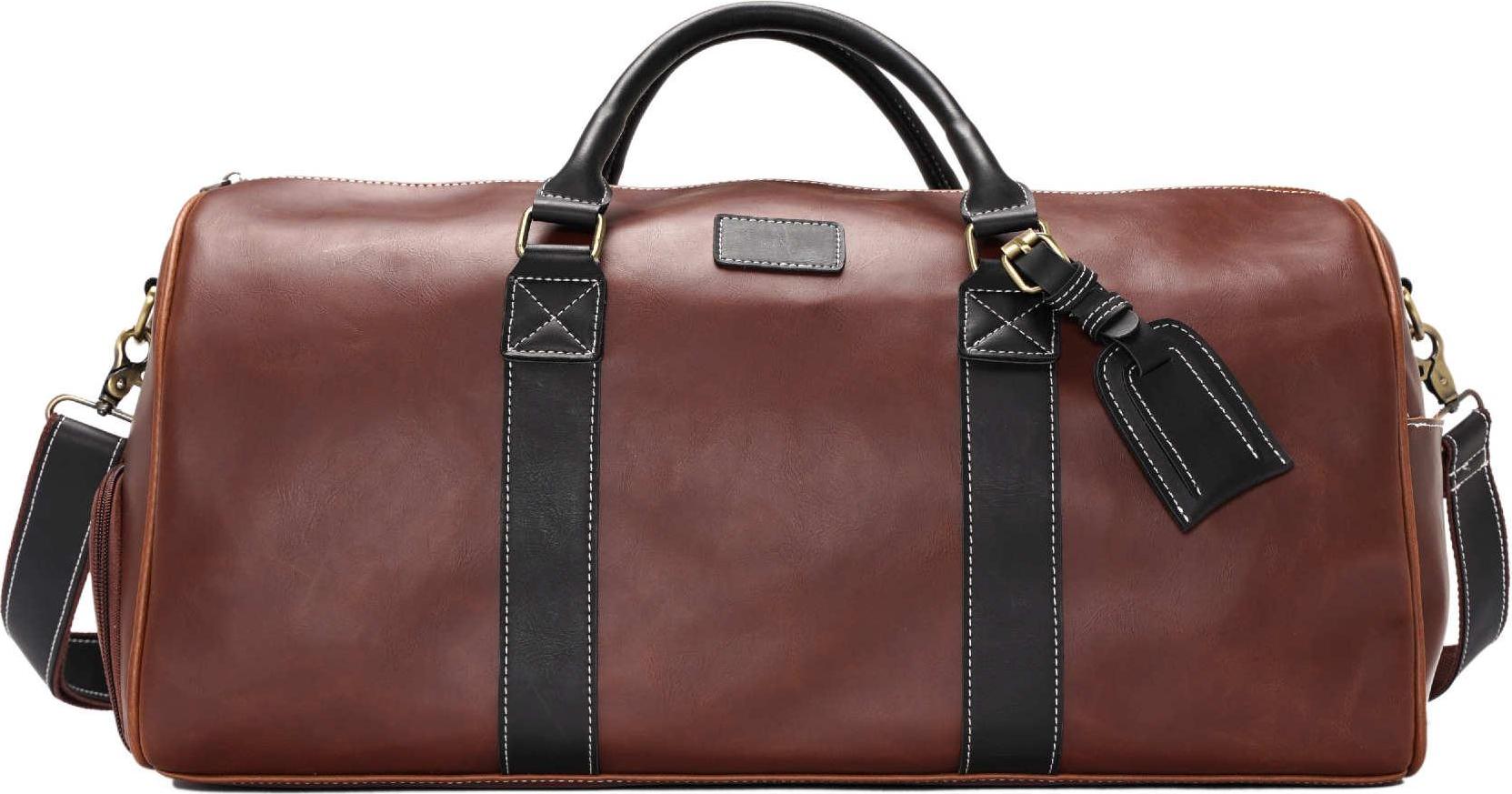 Men'S Trend Travel Luggage Handbag Large-Capacity Pu Leather