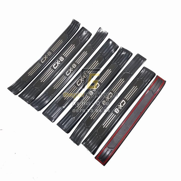 Bộ Ốp bậc cửa, Nẹp bước chân Mazda CX8, CX-8 vân Carbon