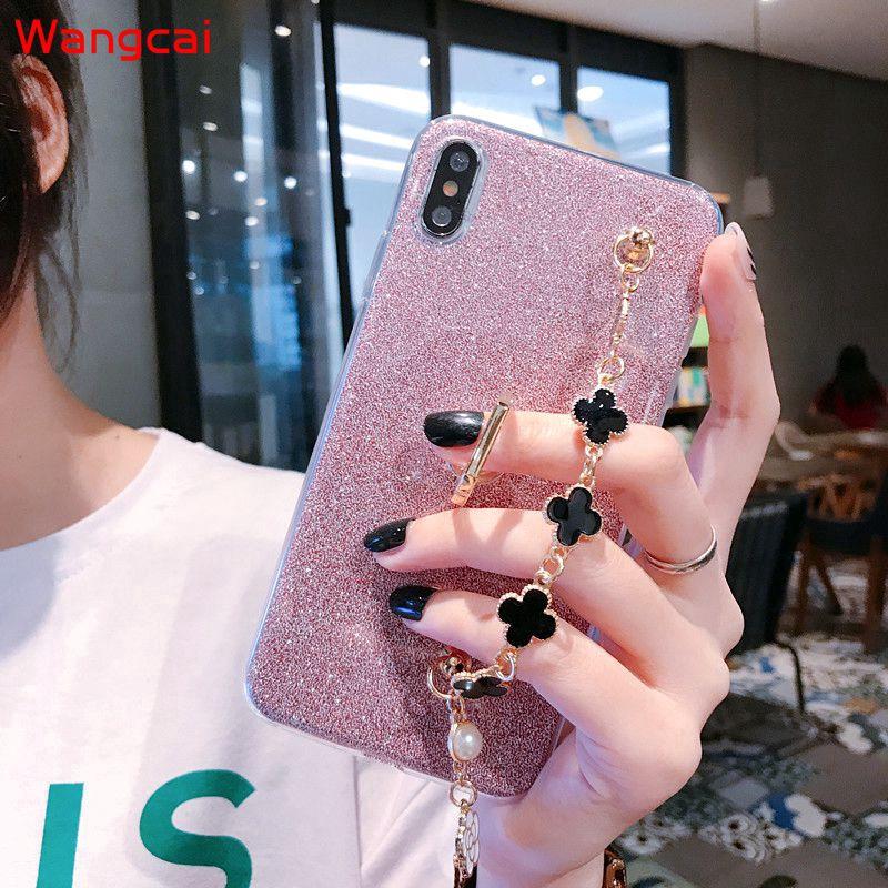 Ốp điện thoại kim tuyến kèm dây đeo và giá đỡ cho iPhone 11 Pro Max 6.1 5.8 6.5 XS Max XR X