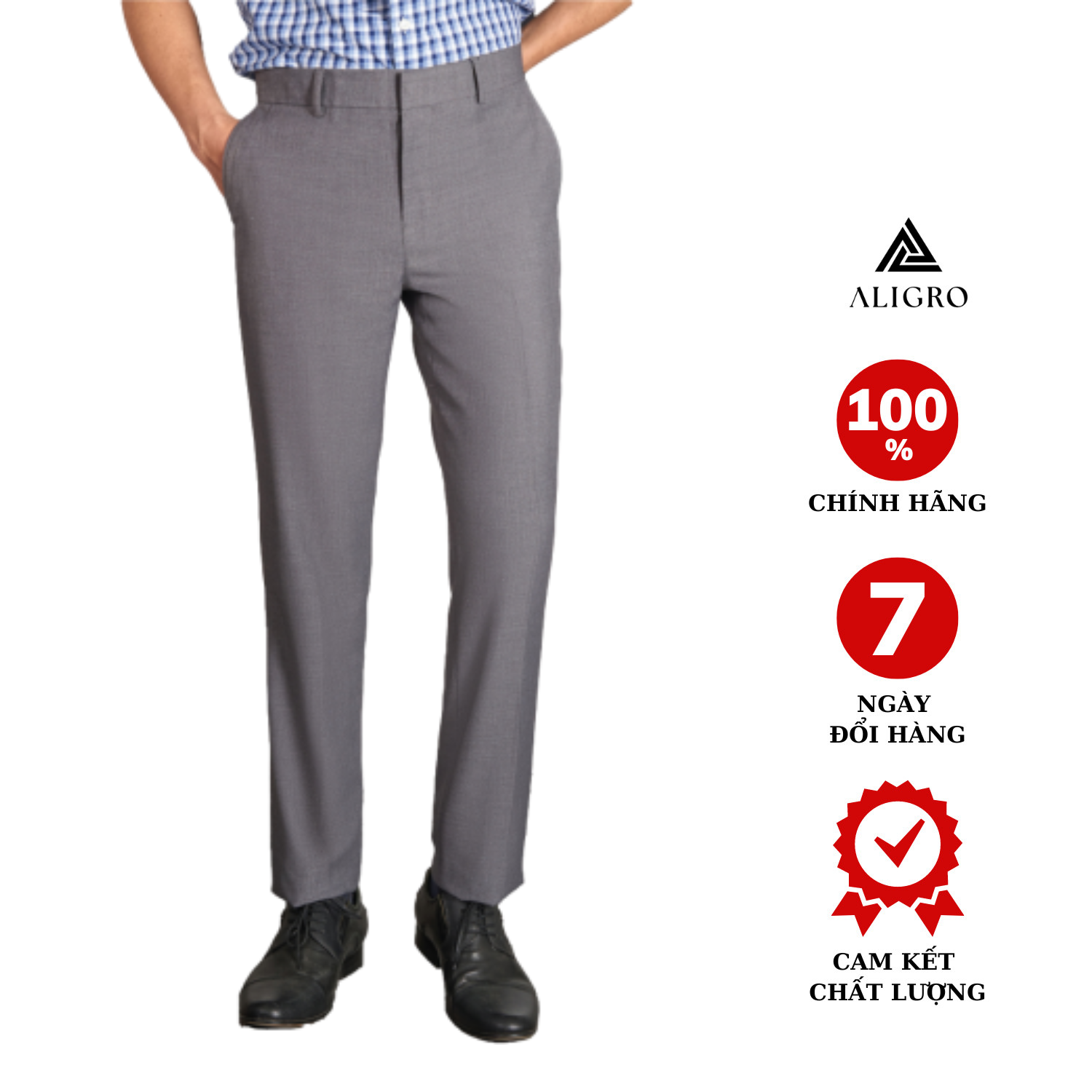 Quần Âu Nam Aligro Màu Grey Form Chuẩn Slimfit, Vải Cotton Cao Cấp Cực Tôn Dáng, Lịch Sự, Algo1045