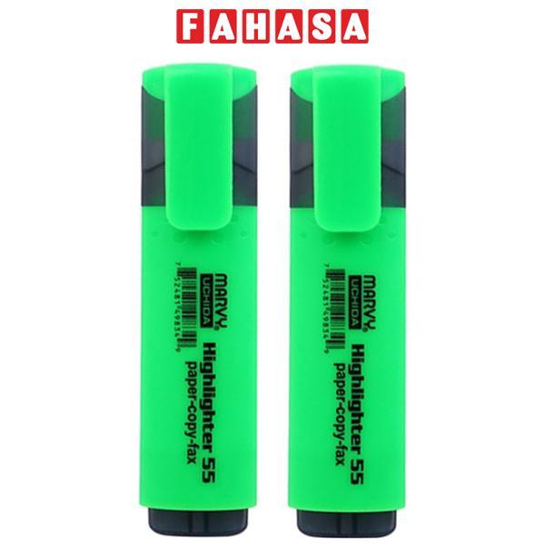 Vỉ 2 Bút Dạ Quang - Marvy HL55 - Fluorescent Green