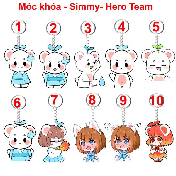 Móc khoá simmy hero team 3-6 cái khác nhau