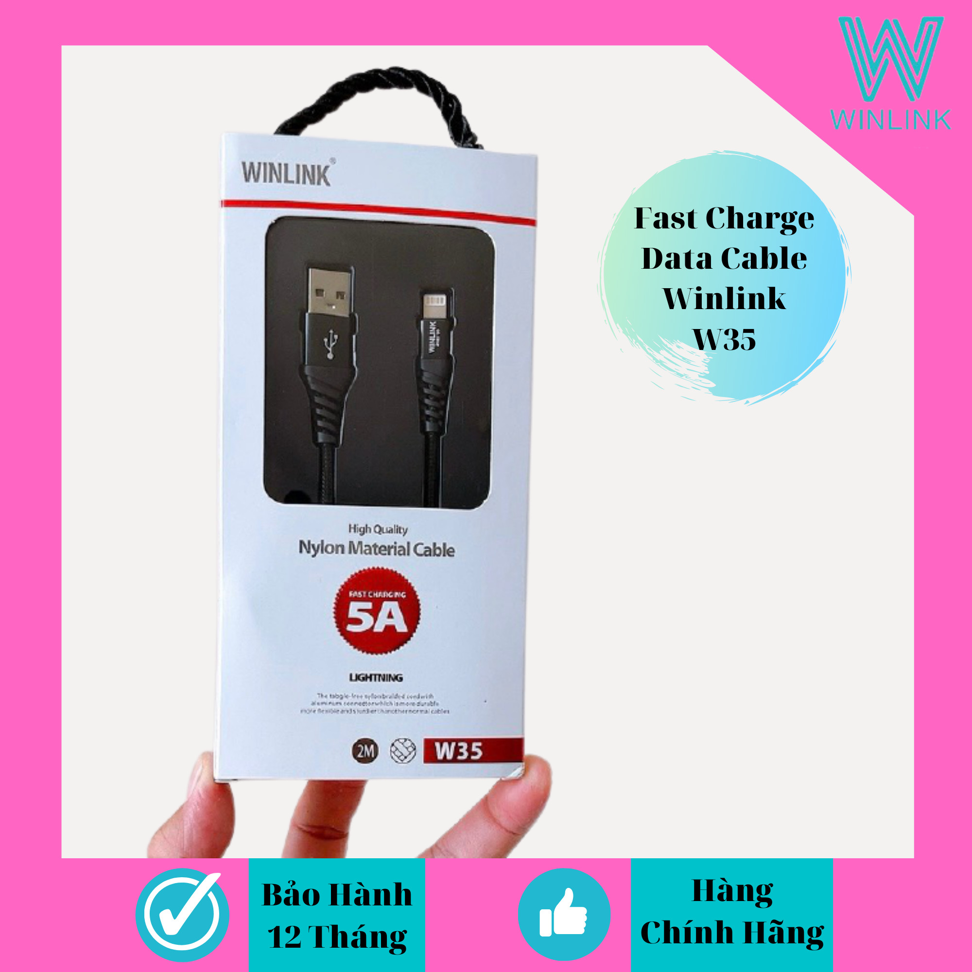 DÂY CÁP SẠC WINLINK CHO IPHONE (DÀI 2M-WL35) - Hàng chính hãng