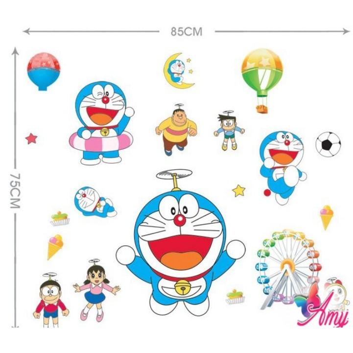 Decal trang trí tường - Doremon vui chơi cùng Vòng Xoay Đu