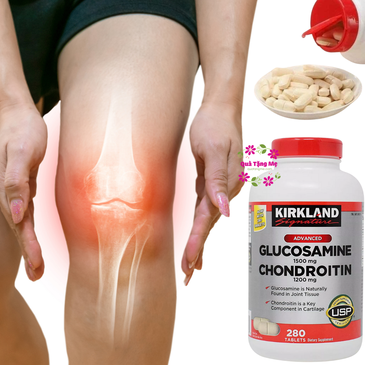 Glucosamine 1500mg Chondroitin 1200mg Kirkland Signature Mỹ- Giảm các triệu chứng đau nhức xương khớp hiệu quả - QuaTangMe Extaste