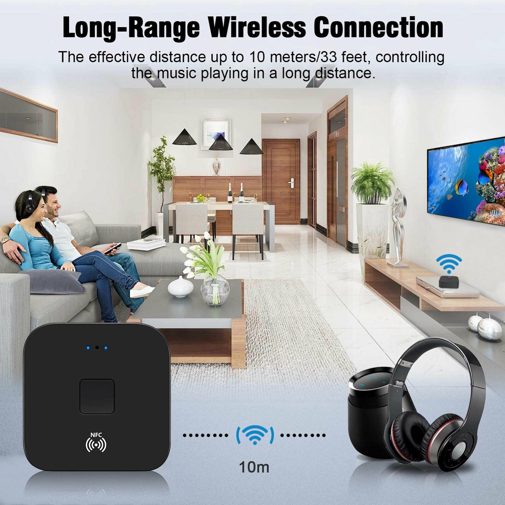 BỘ PHÁT NHẠC BLUETOOTH NFC - SÓNG XA 10M - AUDIO 3.5