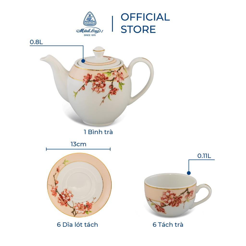 Bộ trà Cao cấp Minh Long 0.8 L - Camellia - Hoa Đào