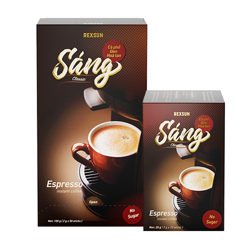 Cà Phê Hòa Tan đen Sáng Espresso RexSun Hộp 100g