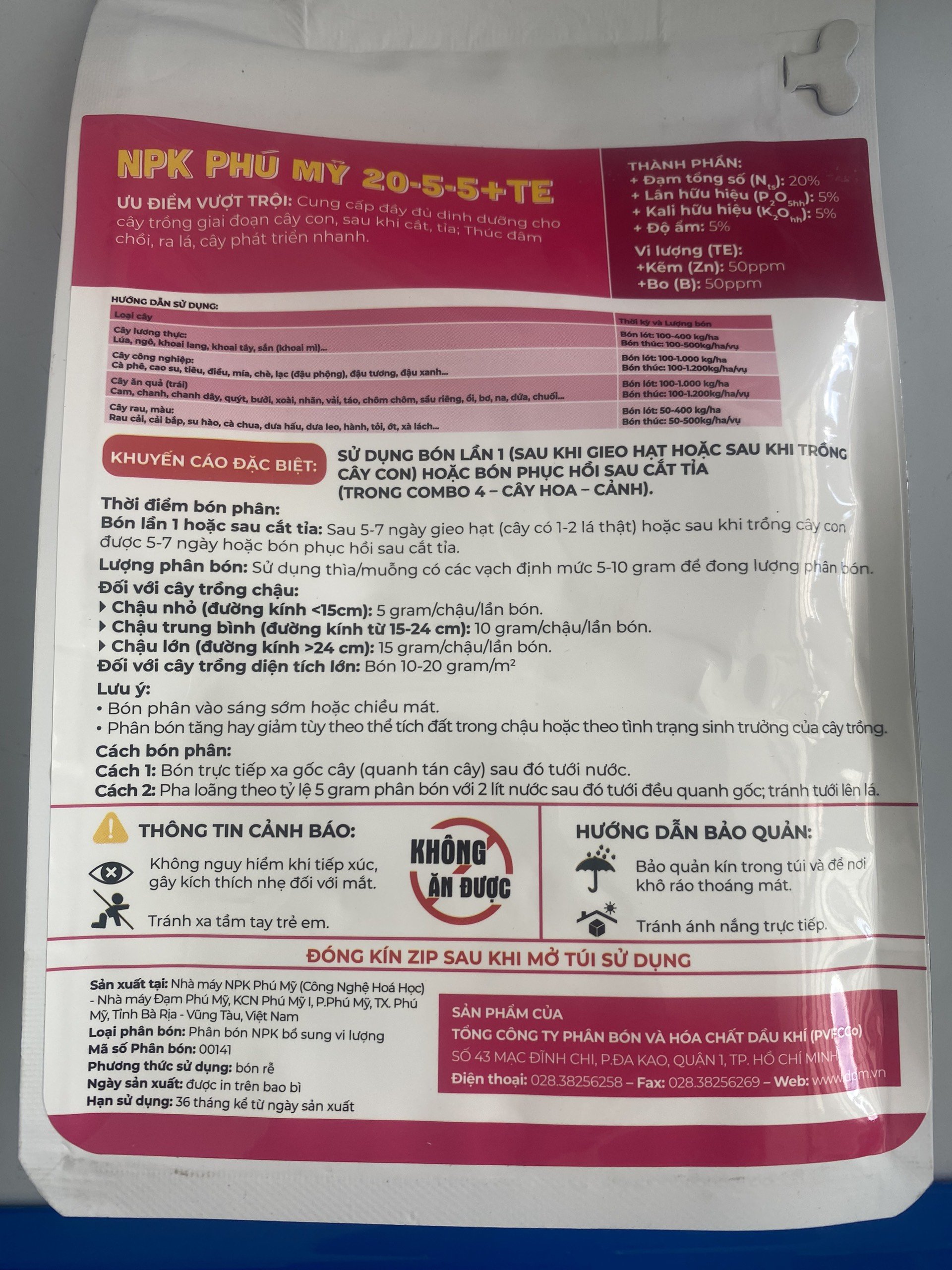 Phân Bón NPK Phú Mỹ 20-5-5 +TE | PHÂN BÓN Chuyên Hoa - Cây Cảnh | PHÂN BÓN