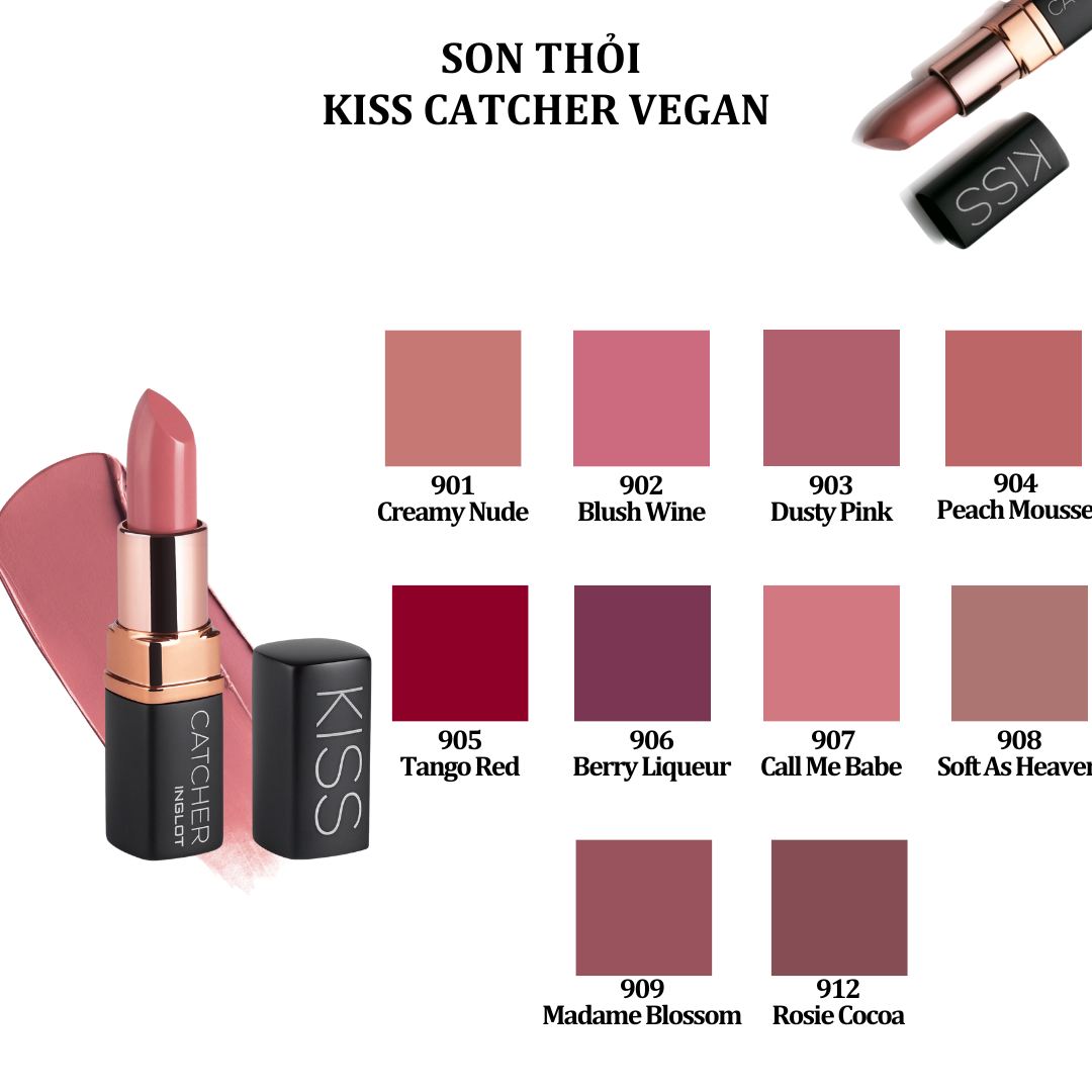 Bộ trang điểm môi 2 Son thỏi có dưỡng Kiss Catcher Lipstick (4.5g) INGLOT