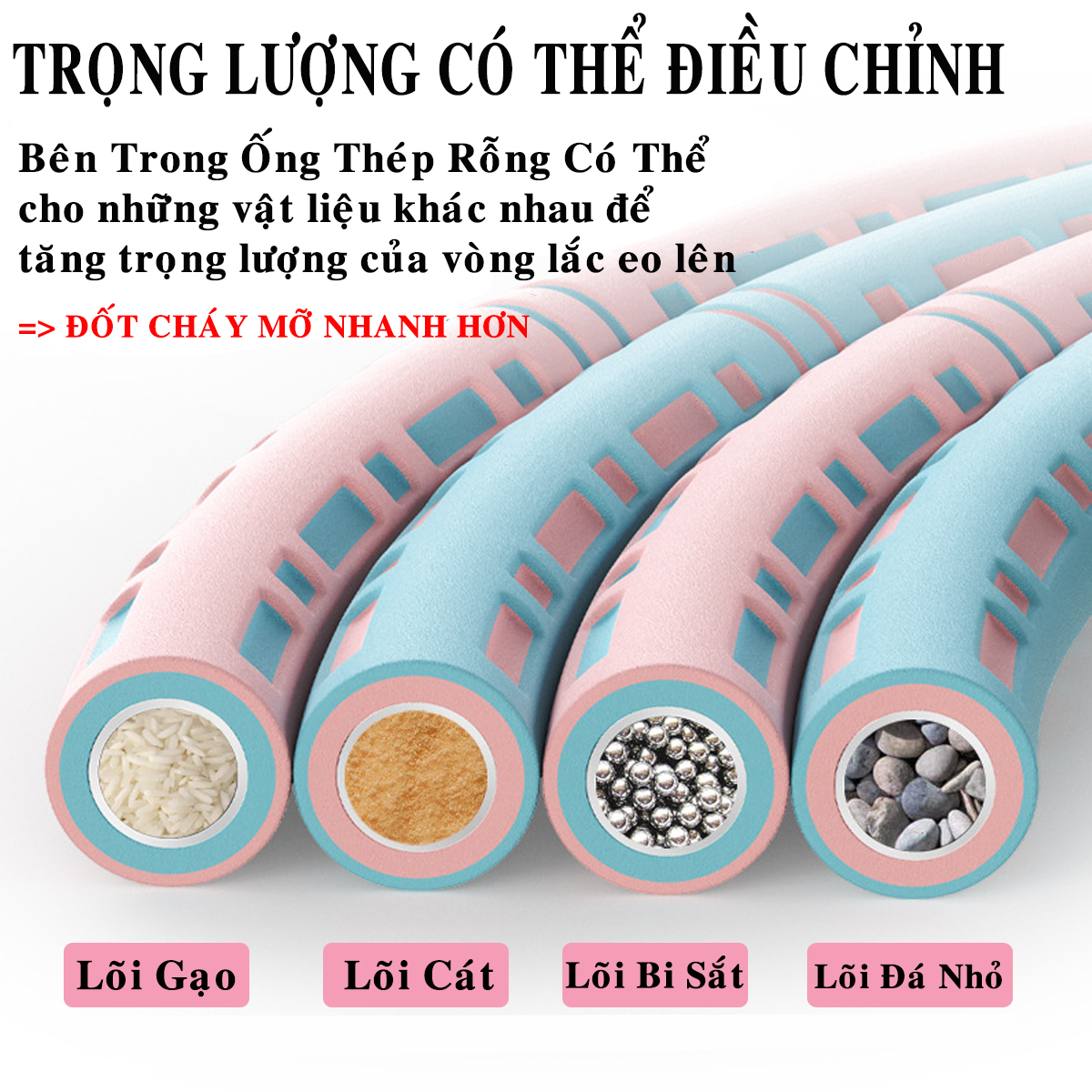 Vòng Lắc Eo Giảm Mỡ Bụng - Hàng Chính Hãng dododios - Phiên Bản 2029 Plus - Vòng lắc eo bằng hợp kim rỗng - Thay đổi được cân nặng - Đảm bảo tính cá nhân hóa khi tập luyện