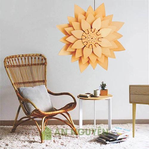 Đèn thả trần bằng gỗ hình hoa sen HT592