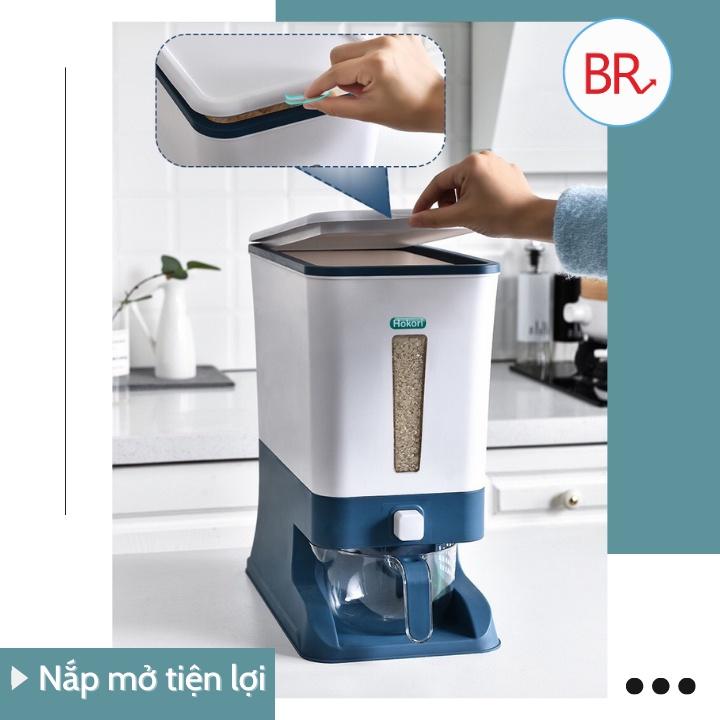 Thùng gạo thông minh 10kg HOKORI Việt Nhật (MS: 5338) – Thùng đựng gạo cao cấp chống ẩm mốc, côn trùng 01794