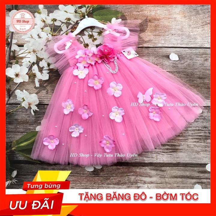 Đầm bé gái ️FREESHIP️ Đầm công chúa Cánh tiên hồng phấn hoa hồng tú cầu cho bé gái