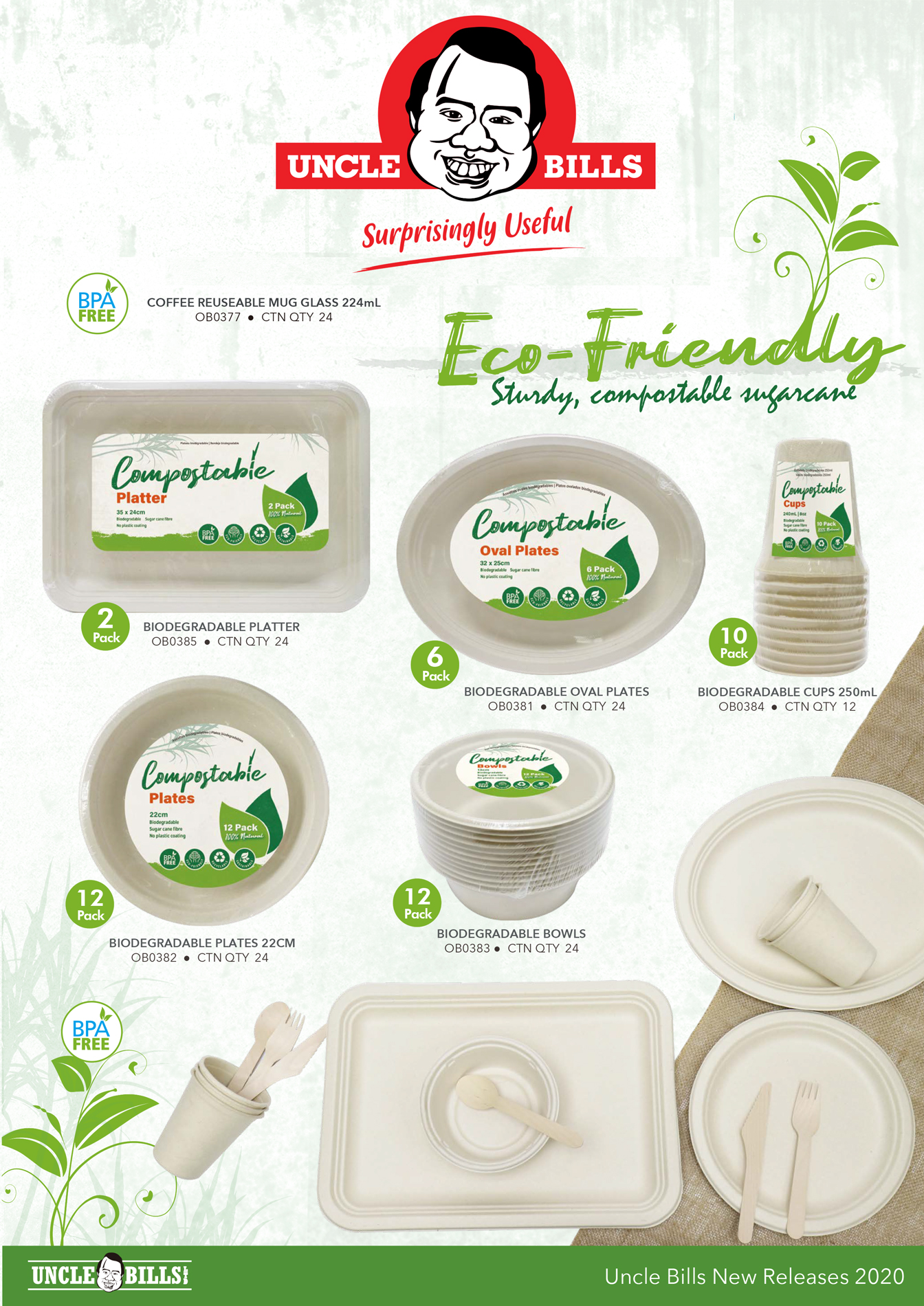 Bộ 2 cái đĩa bã mía tự phân huỷ UBL OB0385