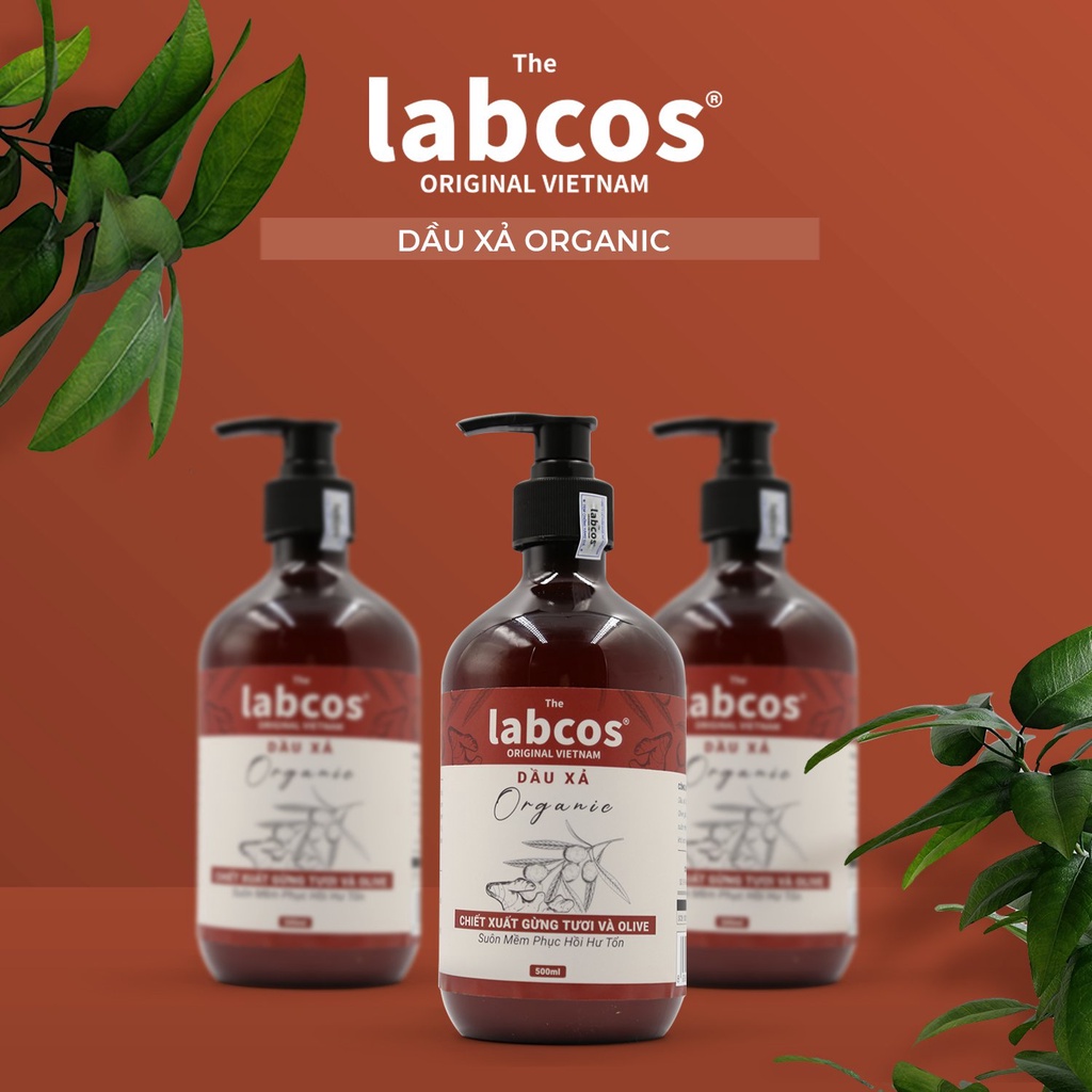 Dầu Xả ORGANIC The Labcos Original Chiết Xuất Gừng Tươi Và Dầu Olive Chai 500ml Dưỡng Tóc Mềm Mượt An Toàn Cho Da Đầu