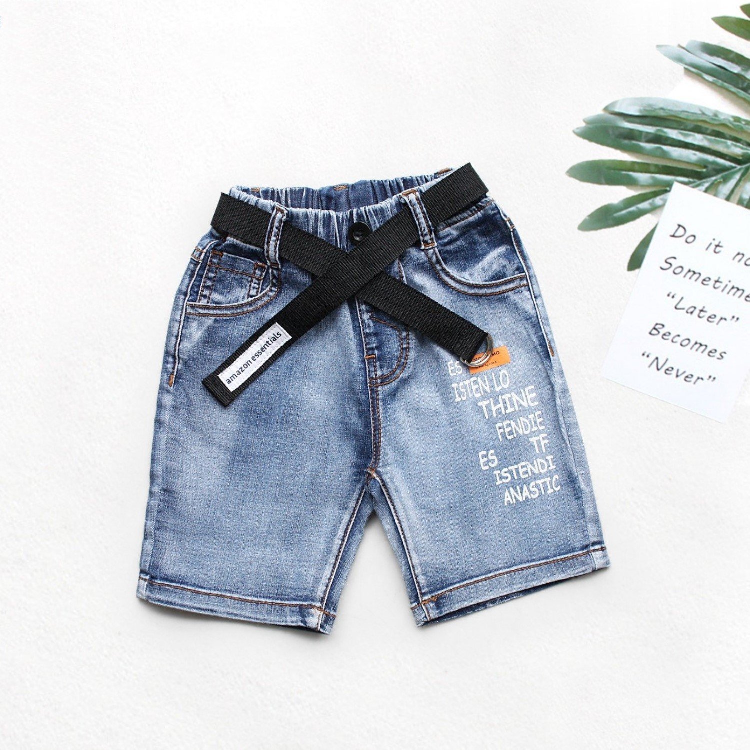 Q0003116 Quần jean xanh wax kèm nịt cao cấp, chất jean nhập co giãn mạnh bé trai từ 6-12 tuổi