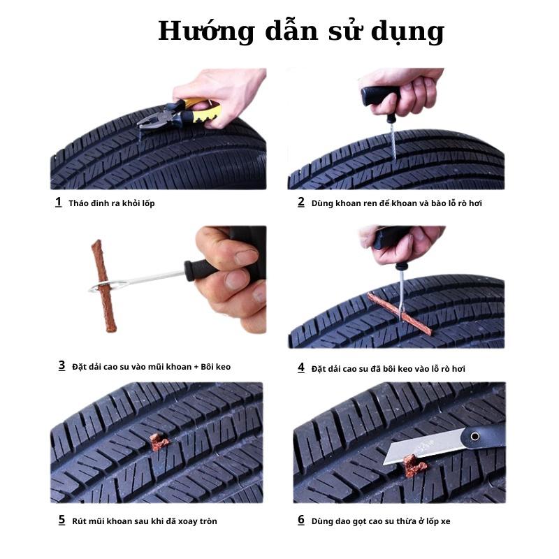 Bộ Dụng Cụ Vá Lốp Xe Không Xăm – Bộ Vá Lốp Ô Tô Dự Phòng Khẩn Cấp, Dùng Cho Xe Ô Tô ,Xe Máy Cứu hộ tiện dụng hỏa tốc