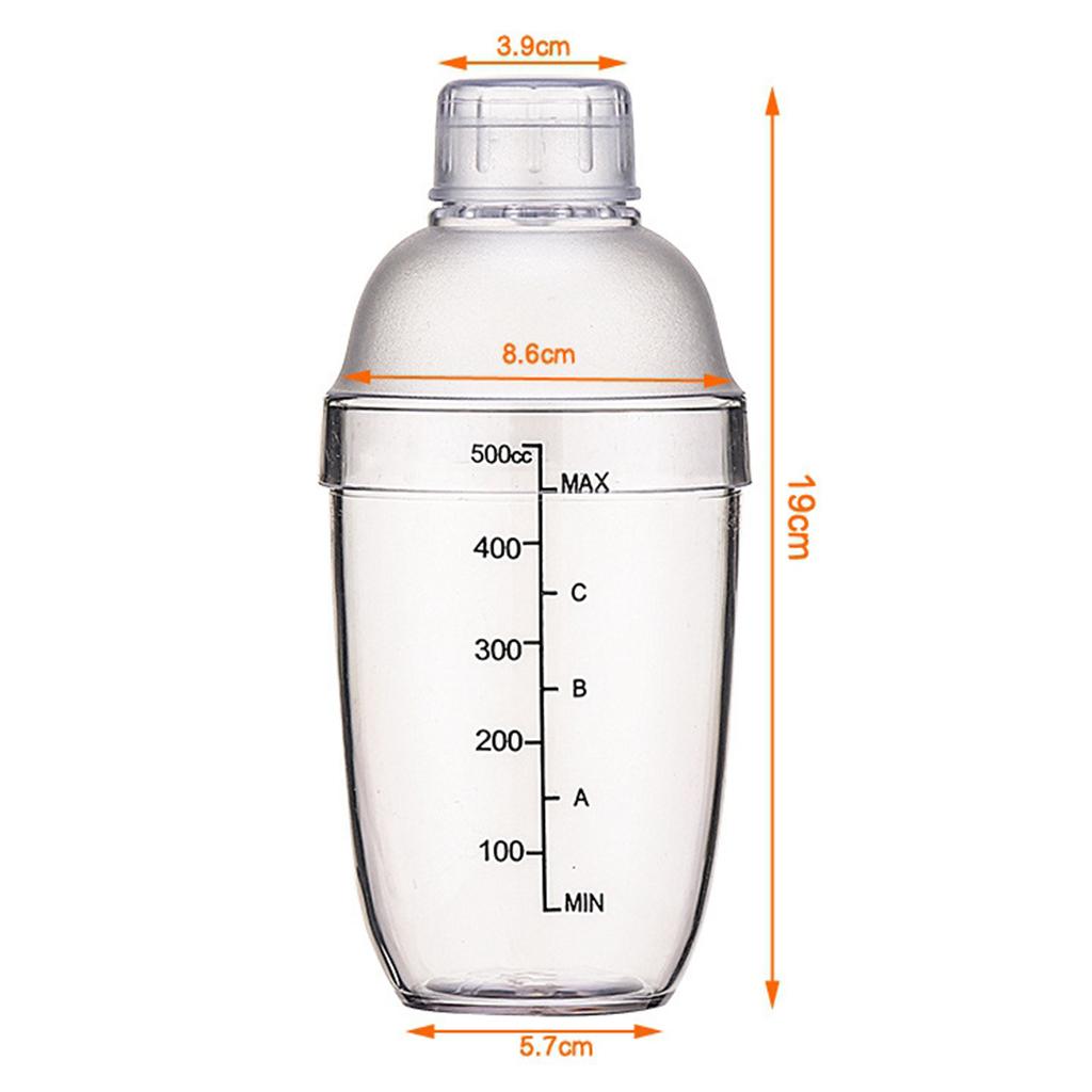 2x Cocktail Shaker - Matte Transparent Bottle Bar Pub Drink Party Supplies 500 Cc