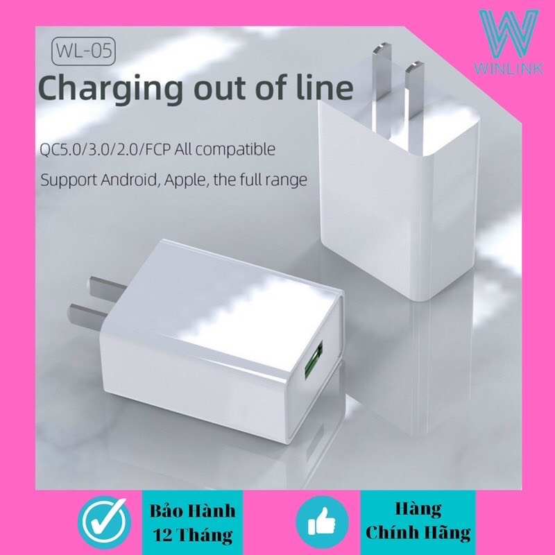 Bộ sạc nhanh Hàng chính hãng Winlink QC5.0-VOOC đuôi USB-Micro (Sạc 30p đầy 50% Pin)