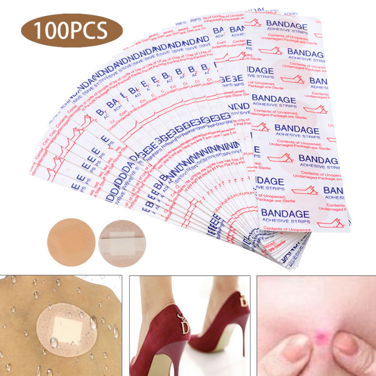 Set 100 miếng dán sau cấy chỉ bandage. Băng keo tròn dán mini đa năng tiện dụng