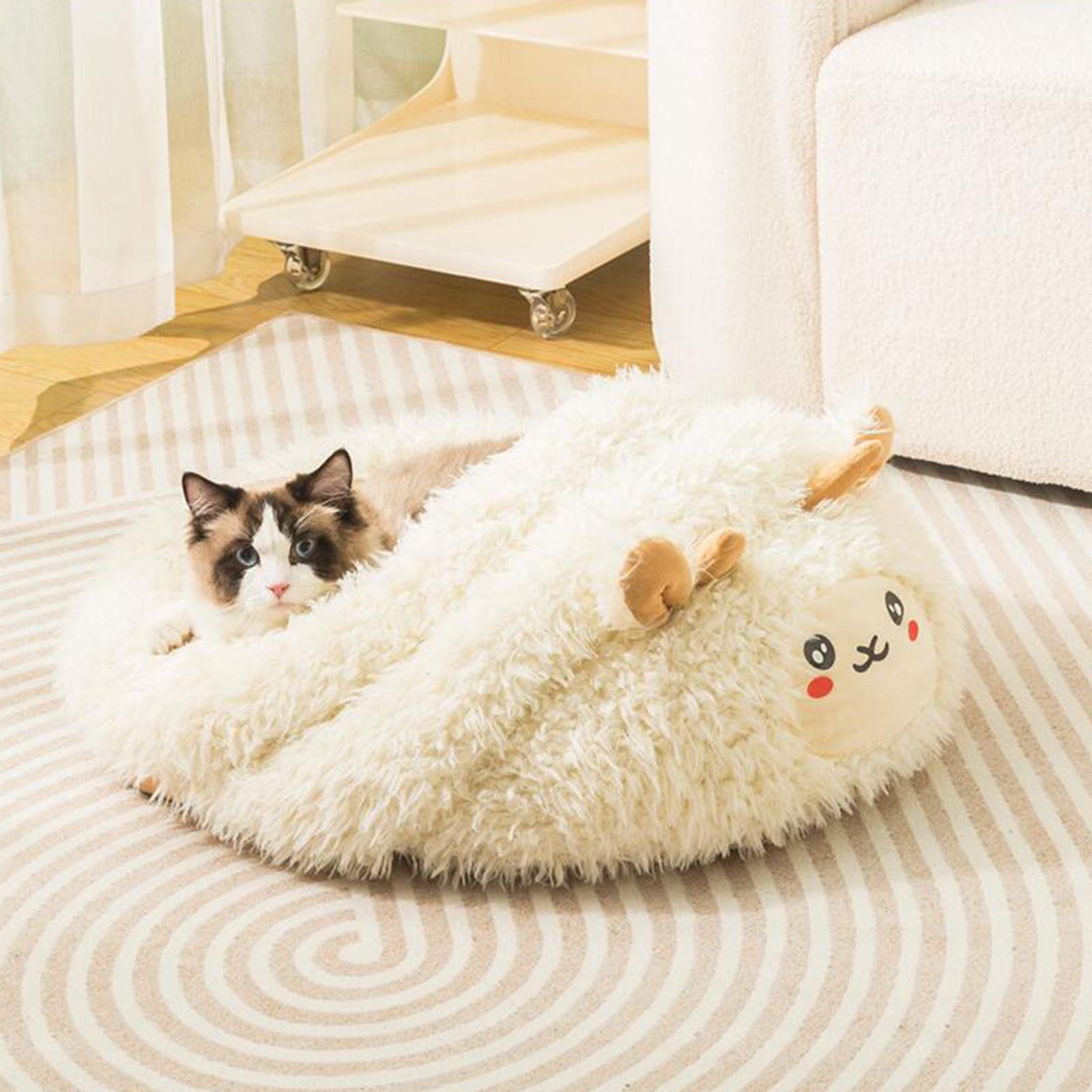 Fleece Lamb Shaped Cave Sleep Adorable Kennel for Pet Supplies Kitty Dog