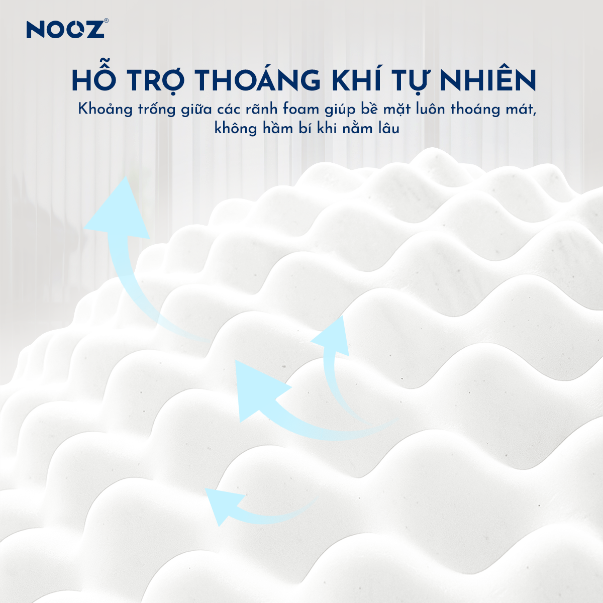 Nệm Foam NOOZ Massage 9cm Đệm Foam Mật Độ Cao Bề Mặt Lượn Sóng Nâng Đỡ Cơ Thể NOOZ Home Goods