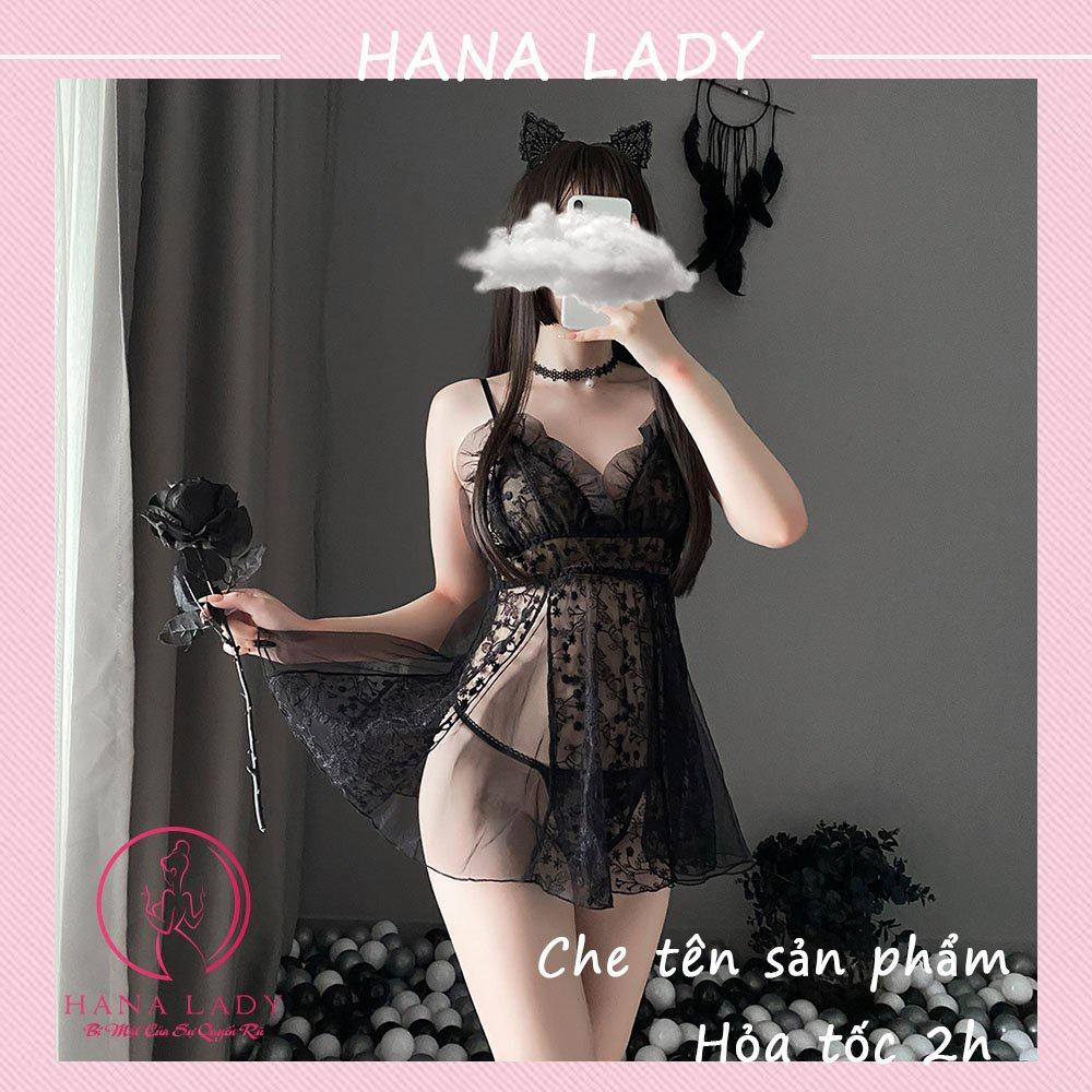 Váy ngủ sexy - Đầm ngủ xuyên thấu gợi cảm xẻ tà ren hoa quyến rũ VN423