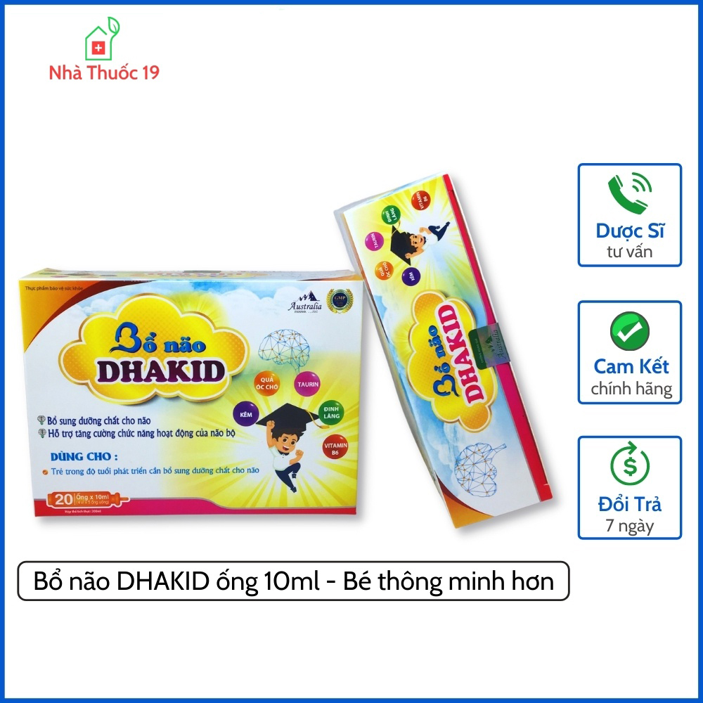 Ống Uống Bổ Não DHAKID - Tăng Dưỡng Chất, Hoạt Động Thần Kinh Trung Ương, Giúp Trẻ Thông Minh Hơn (Hộp 20ống/10ml)