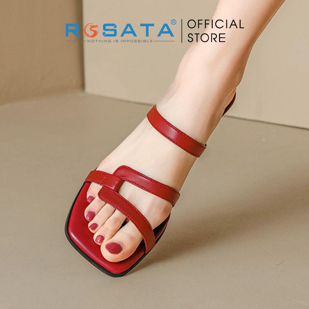 Dép sandal nữ xỏ ngón đế cao 5 phân phối dây công sở 2 màu đỏ, nâu ROSATA RO564 - Đỏ