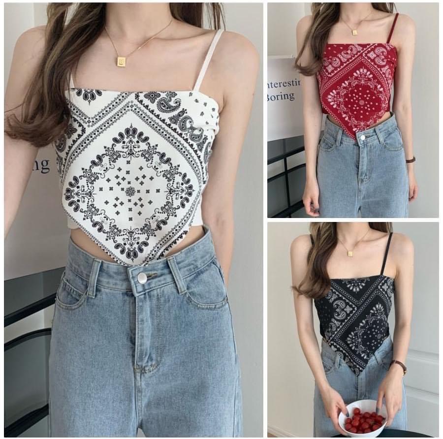 Áo 2 dây thổ cẩm vạt yếm siêu đẹp