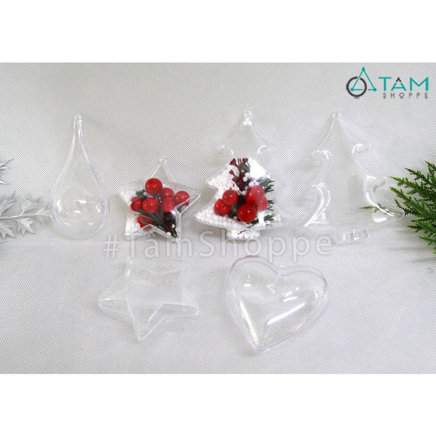 Phụ kiện trong suốt trang trí noel sao thông có tuyết X-PKTCT-74